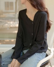 Asymmetrical button front cut sew L0119