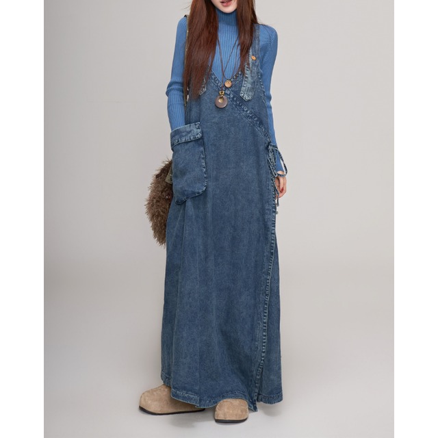 デニム サロペットワンピース ◆2col L00269
