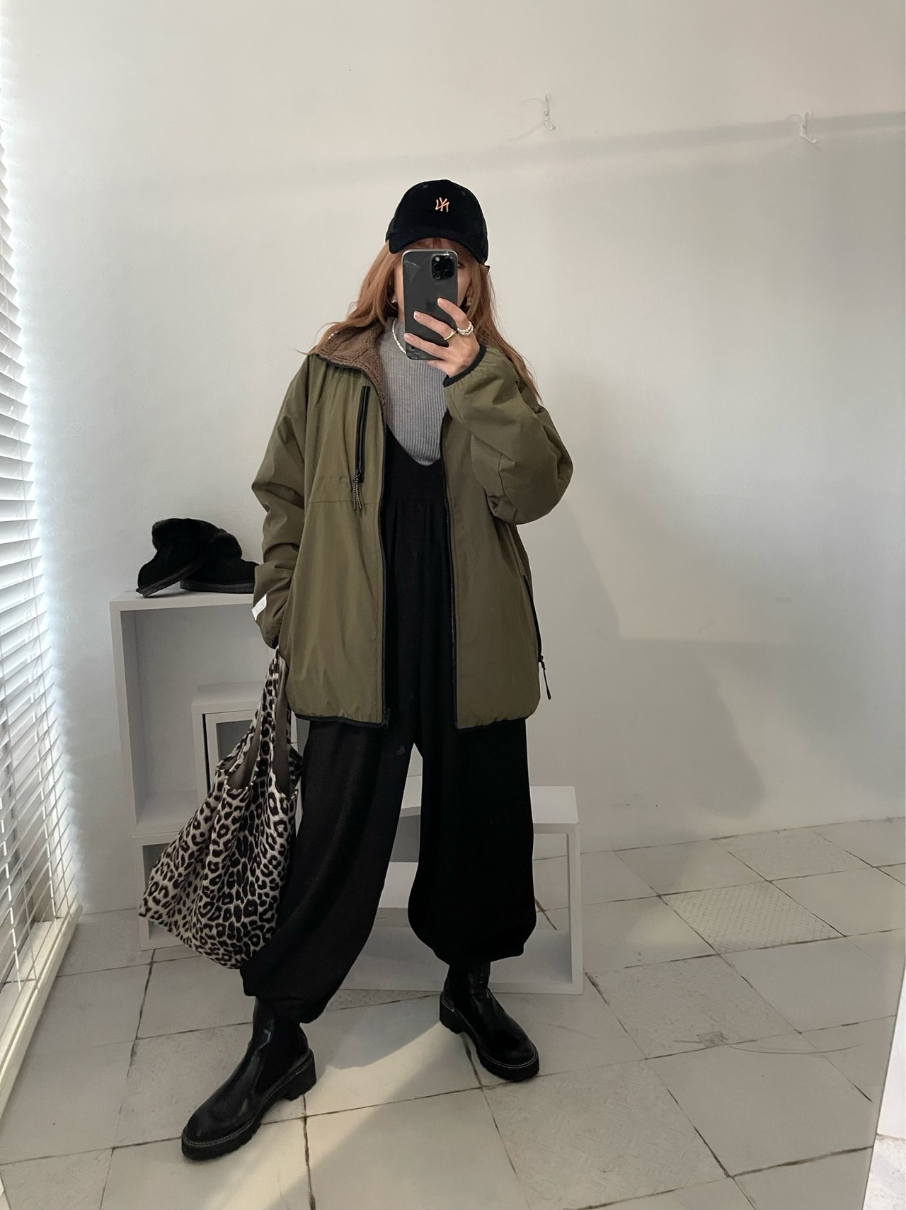 2way多機能ソフトリバーシブルボアouterlong／khaki