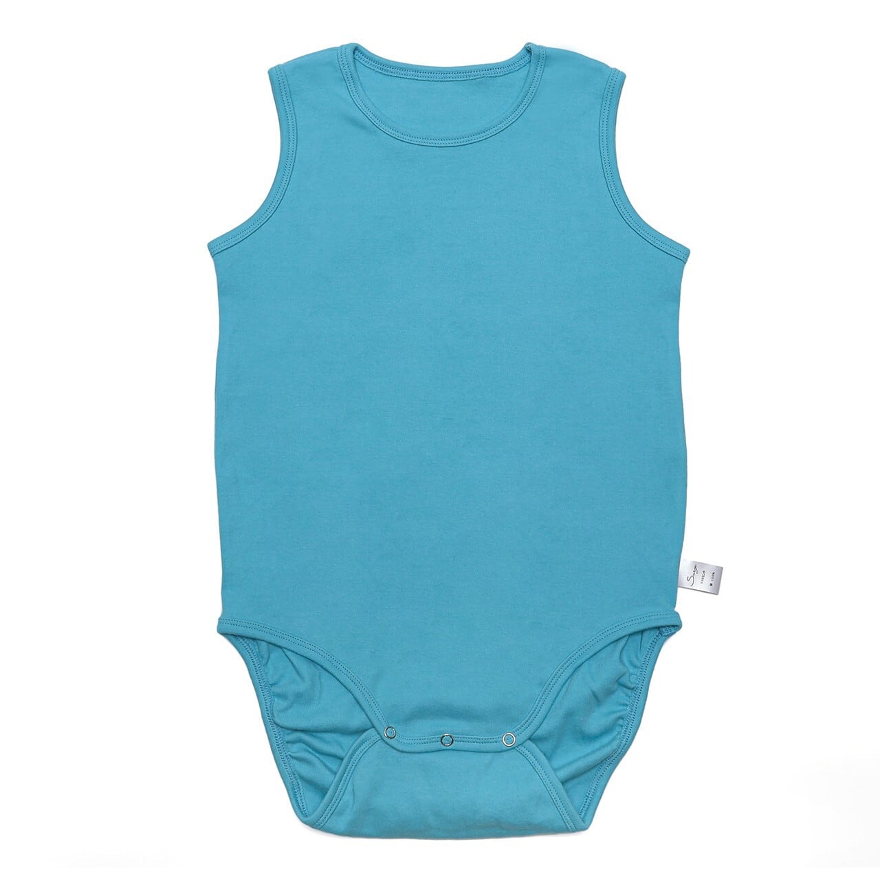 発達がゆっくりなキッズ向け 大きめロンパース タンクトップタイプ ターコイズブルー サイズ110,120 タグ外 日本国内縫製
