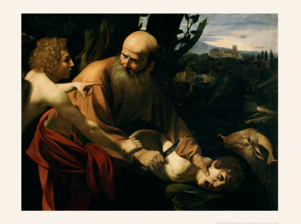 カラヴァッジオ *イサクの犠牲【ポスター+フレーム】約 61 x 81 cm アール・アート