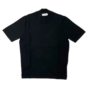 GranSasso(グランサッソ)  Short Sleeve Softcotton 12G Mock Neck Knit Tee(58109/18120/099)/BLACK
