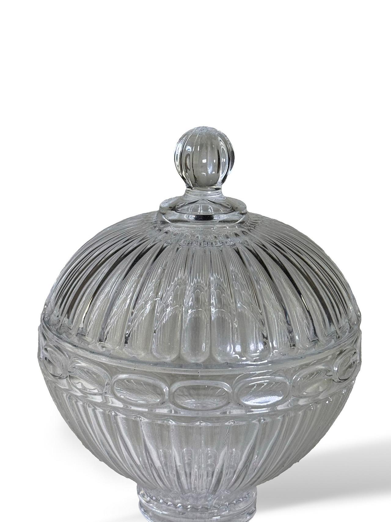 ヴィンテージ雑貨 ガラス製コンポートキャニスター（脚付き・蓋付き）