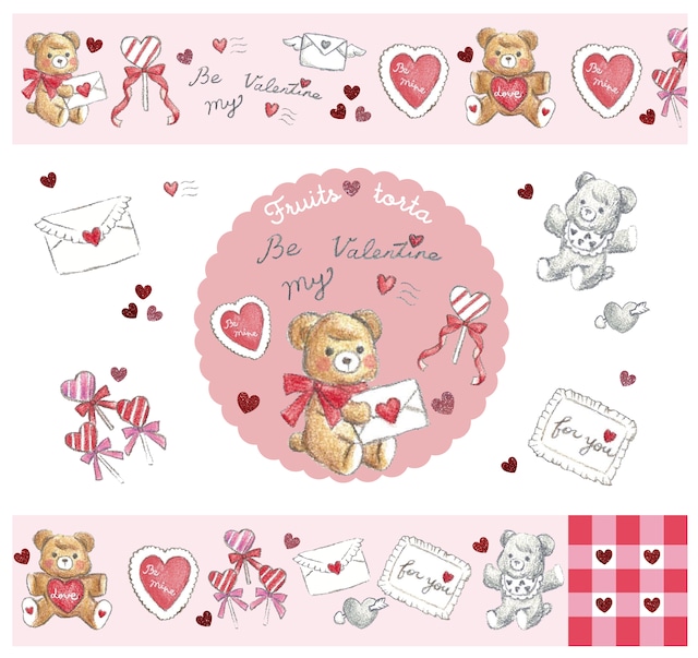 Valentine’s Day Love Bear マスキングテープ15mm