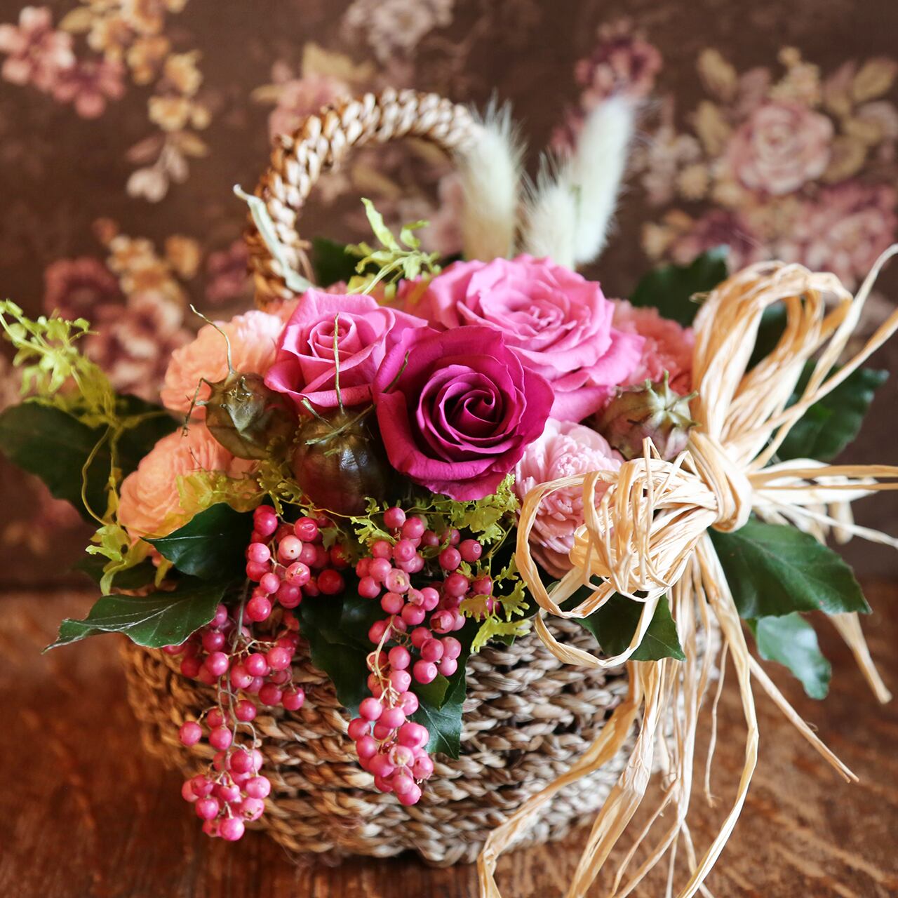 グリーンウォール/プリザーブドフラワー 壁掛けアレンジメント／アート