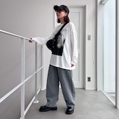 ボートネックモノクロフォトロンTee/ホワイト