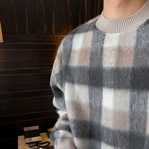 チェックシャギーニット　MT0080320