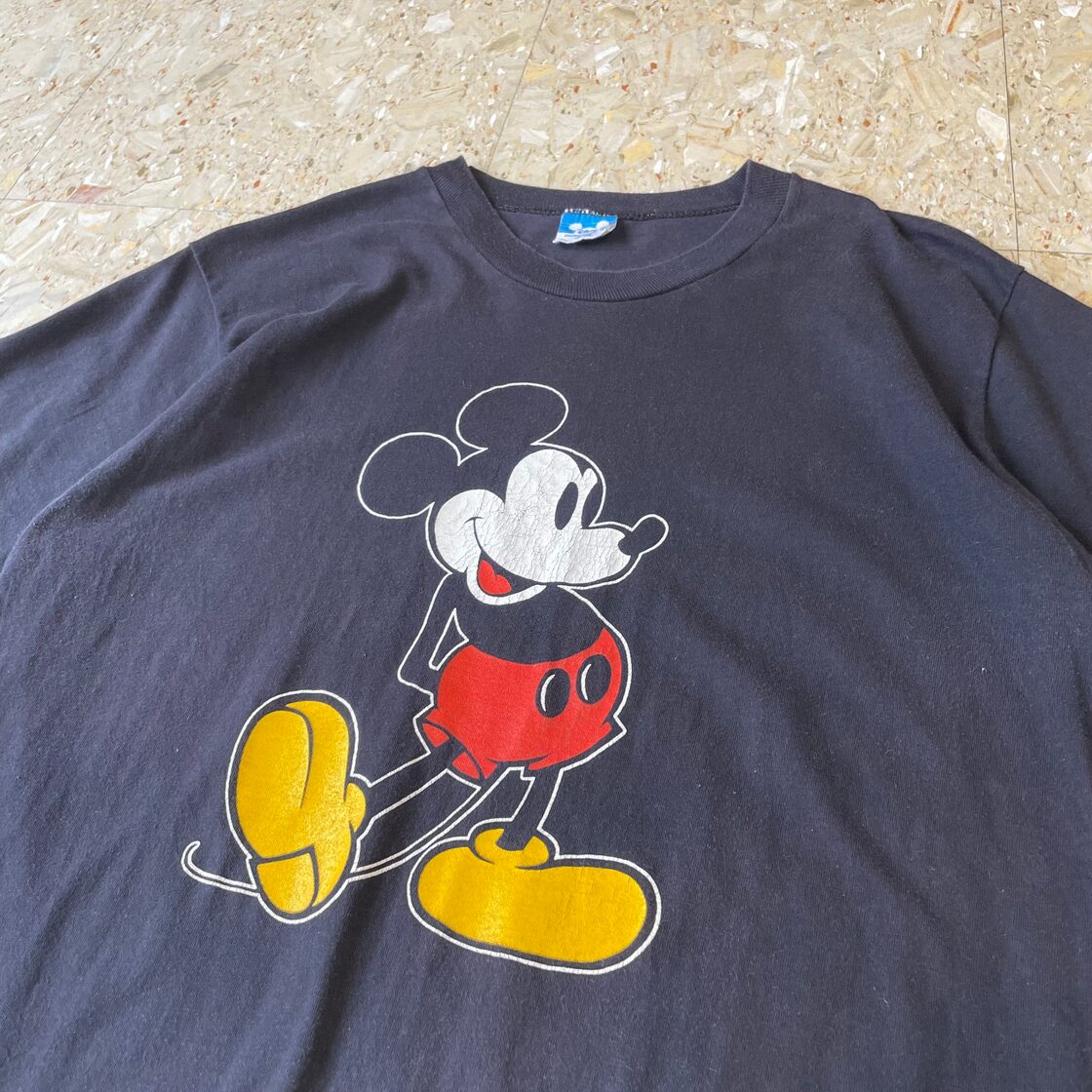 80s〜 【Disney】ディズニー ミッキーマウス 青タグ Tシャツ size.L 
