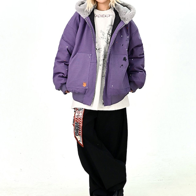 ペイントスプラッシュファーフーディブルゾン 2col R01245