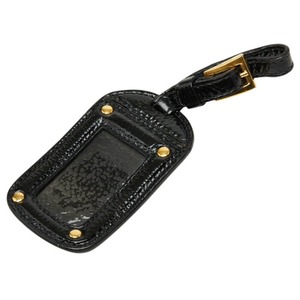 プラダ ネームタグ ラゲッジタグ チャーム ブラック エナメル レディース PRADA 【中古】