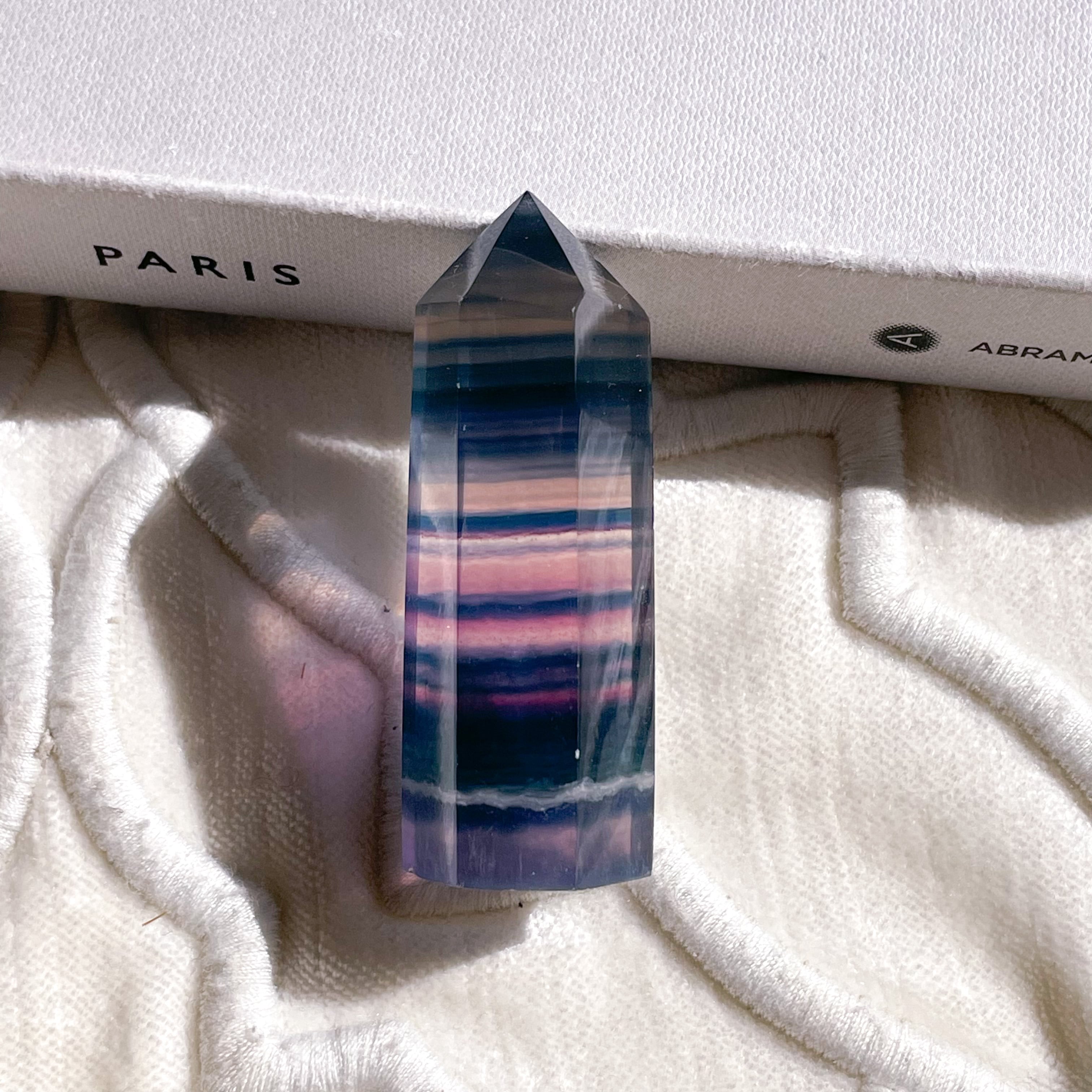 Blue Rainbow Fluorite Point 1 ✧ 雨と虹のブルーレインボーフローライト