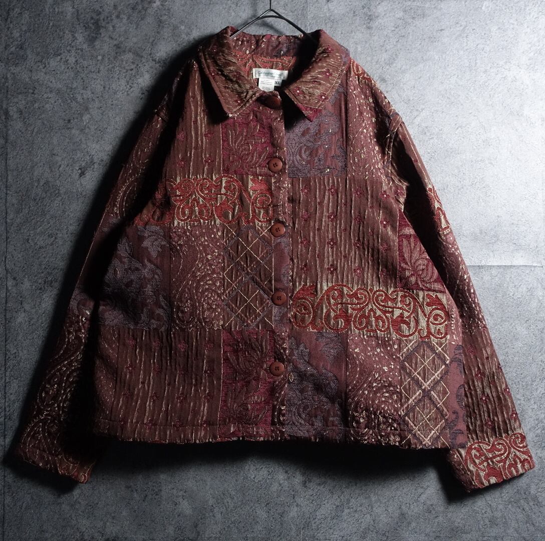 “Coldwater Creek” Paisley x Flower x Damask Patchwork Jacquard Jacket