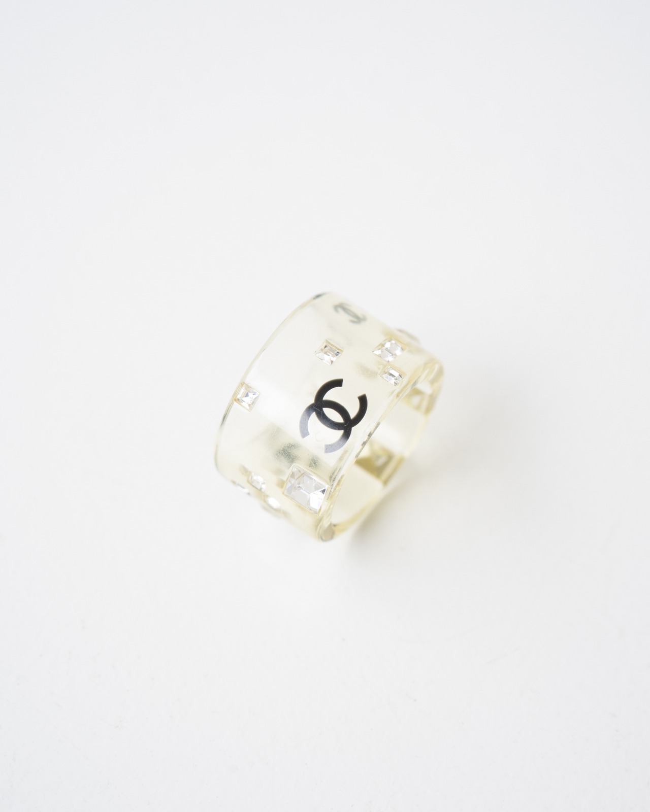 〈CHANEL〉CC Mark Rhinestone Clear Ring 2005AW
