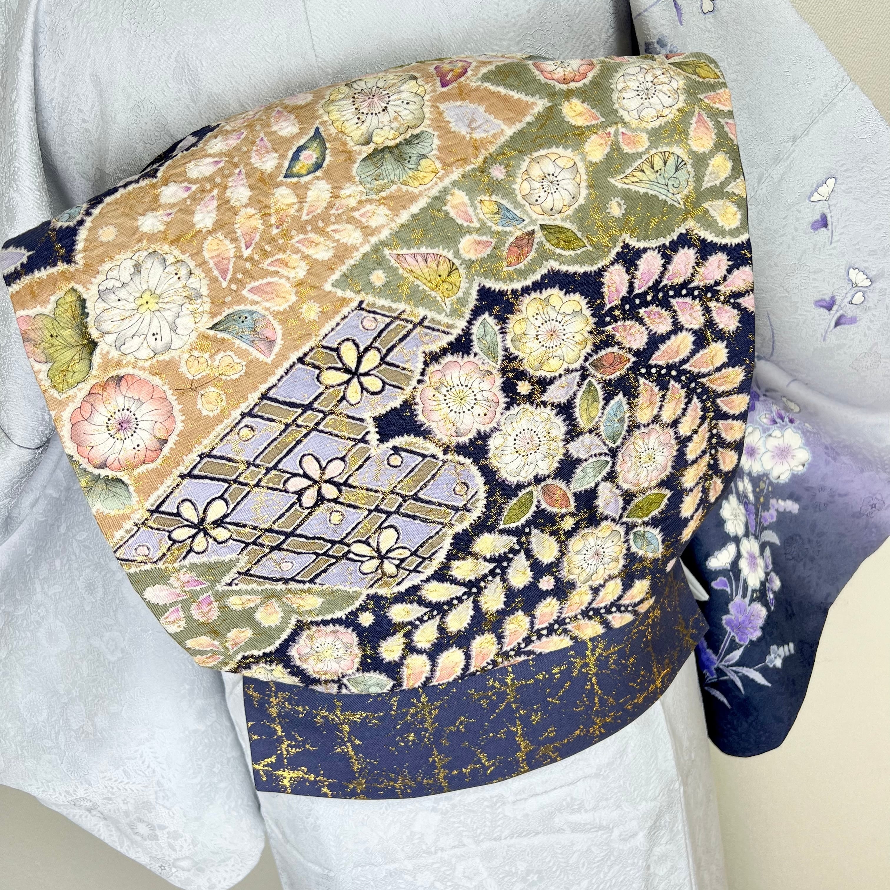 美品品【辻が花絞り染め】金通し 袋帯 正絹s775 | 着物 夢美月