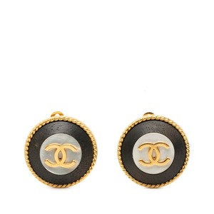 シャネル ココマーク ヴィンテージ ラウンド イヤリング ゴールド ブラック メッキ レディース CHANEL 【中古】