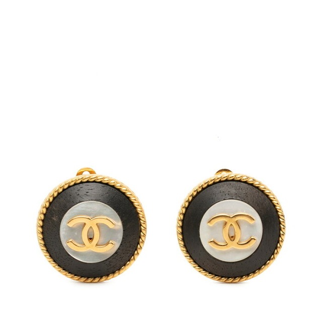 シャネル ココマーク ヴィンテージ ラウンド イヤリング ゴールド ブラック メッキ レディース CHANEL 【中古】