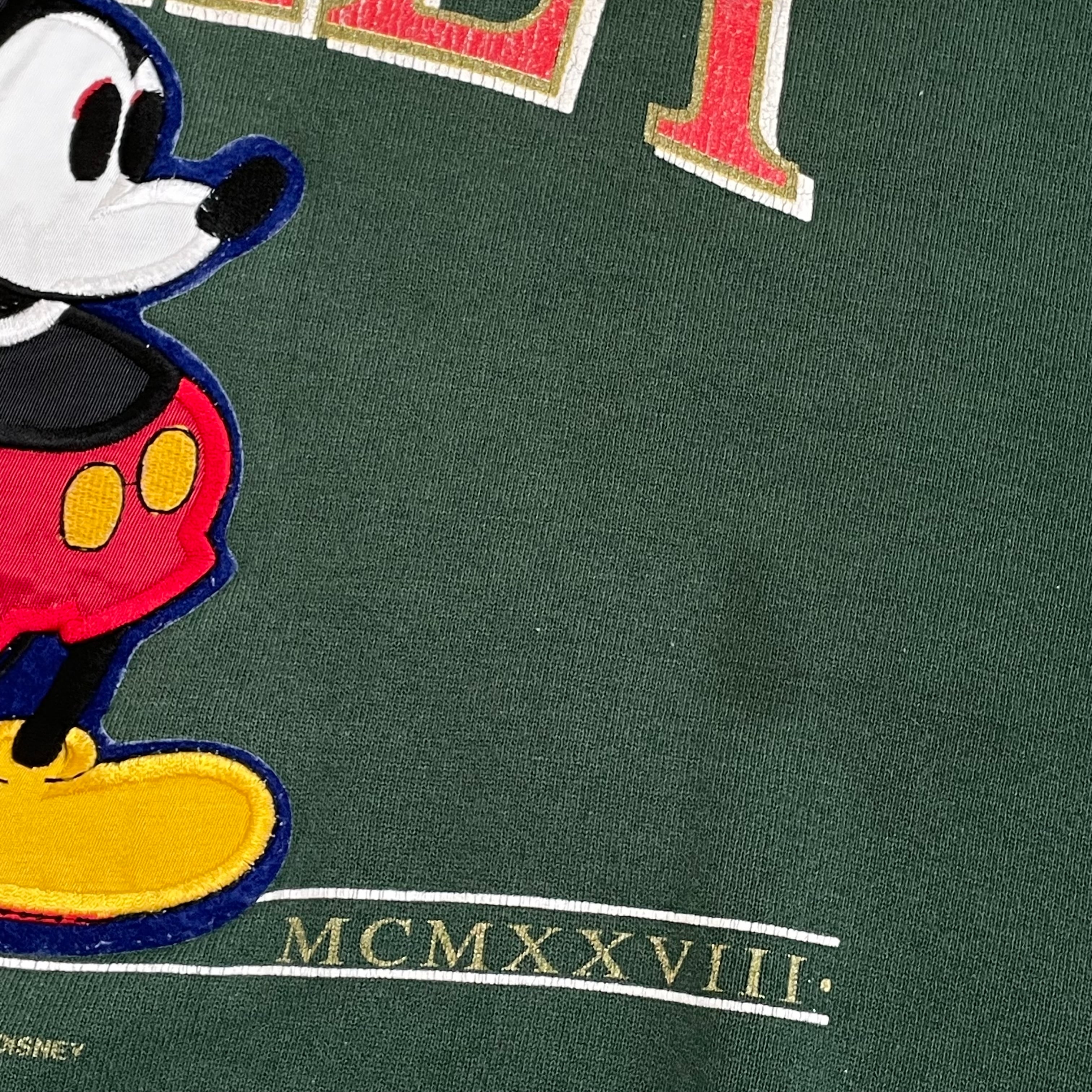 90s Disney　ミッキーマウス　ビッグ刺繍　スウェットトレーナー