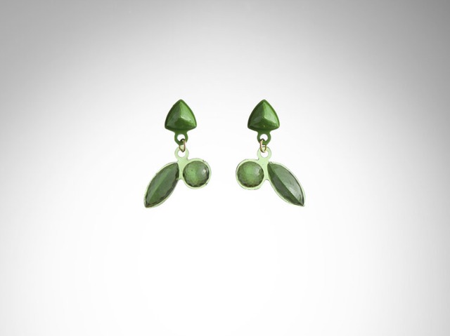 Long Stones Double Earrings   Green  /  CORSARI JEWELS
