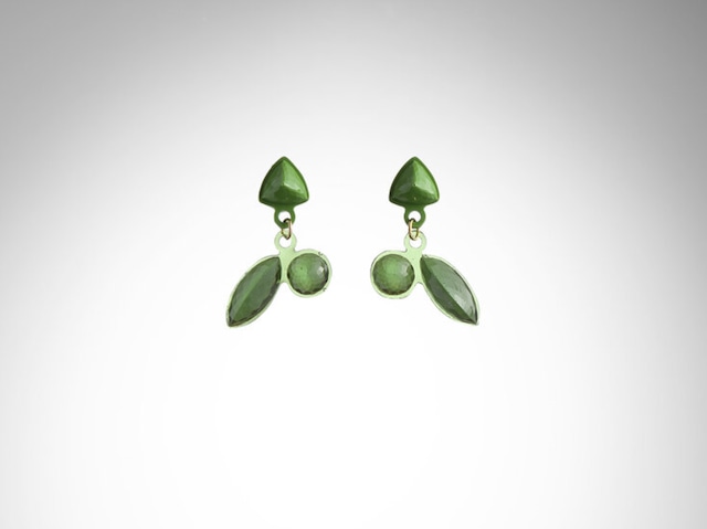 Long Stones Double Earrings   Green  /  CORSARI JEWELS