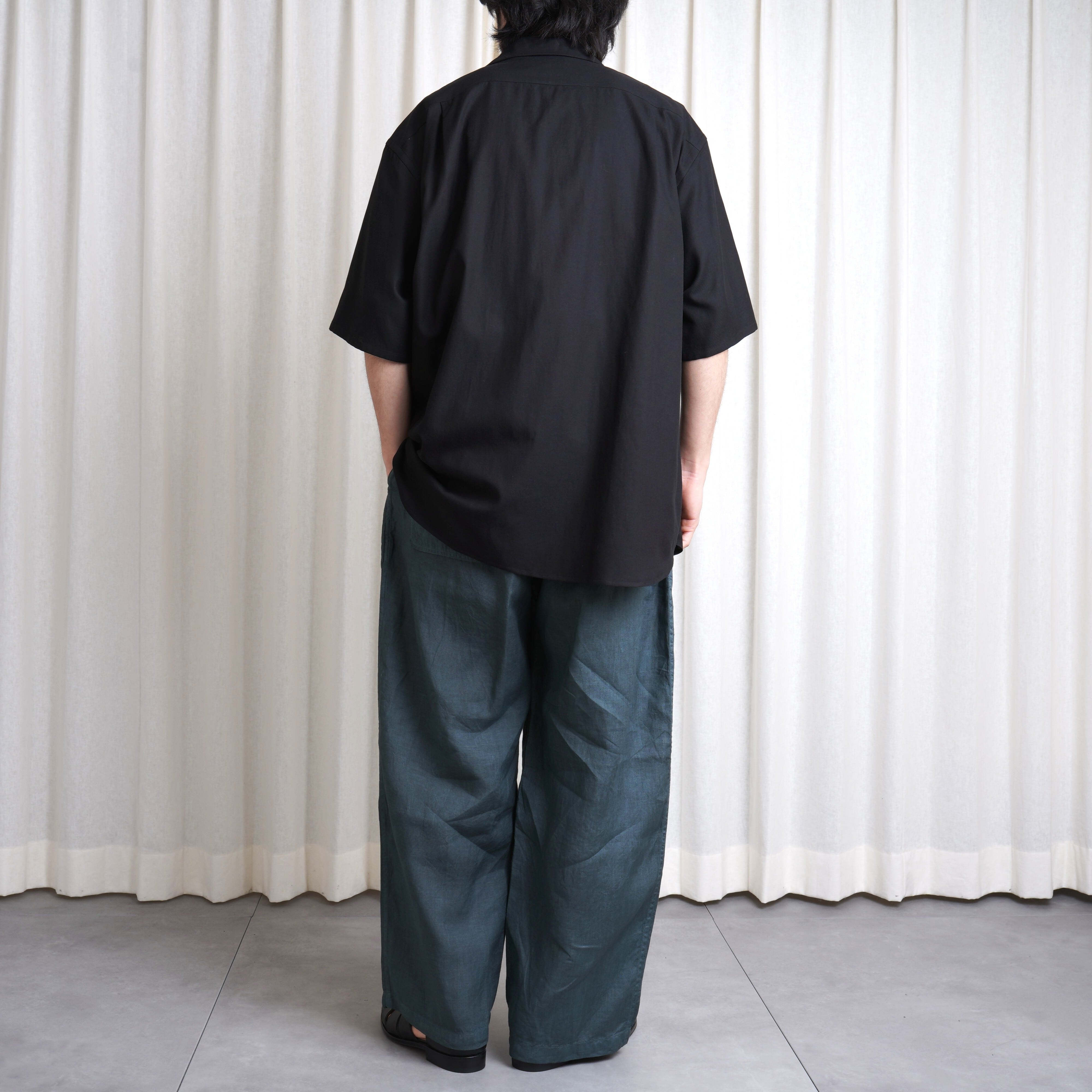 25ssYOKOSAKAMOTO OPEN COLLAR SHIRT ナミカズ着 YOKO SAKAMOTO | OPEN COLLAR S/S SHIRT | BLACK | suikazura
