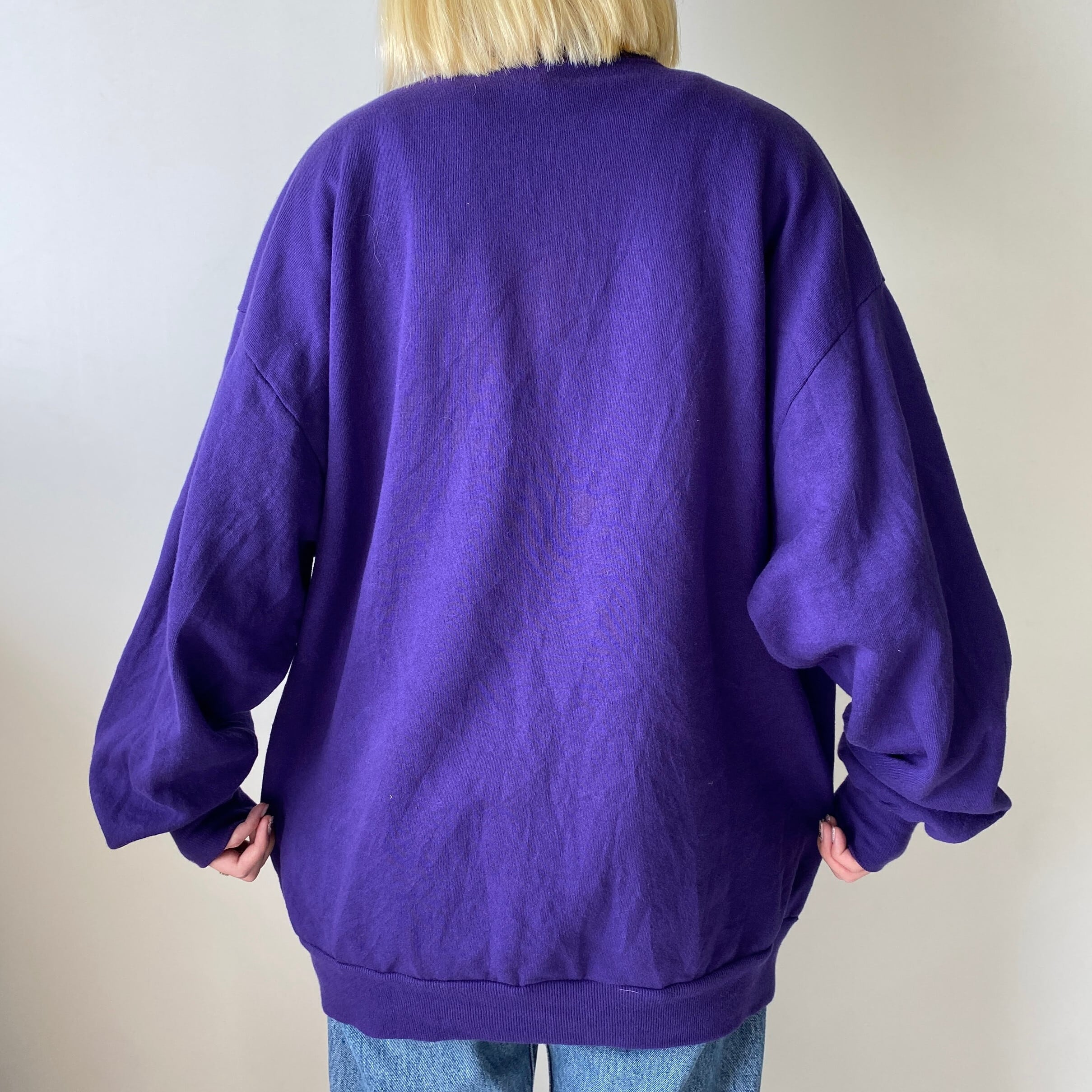 古着 ビンテージ 80s 花 パンジー 刺繍 スウェット トレーナー パープル 古着 ビンテージ 80s 花 パンジー 刺繍 スウェット トレーナー