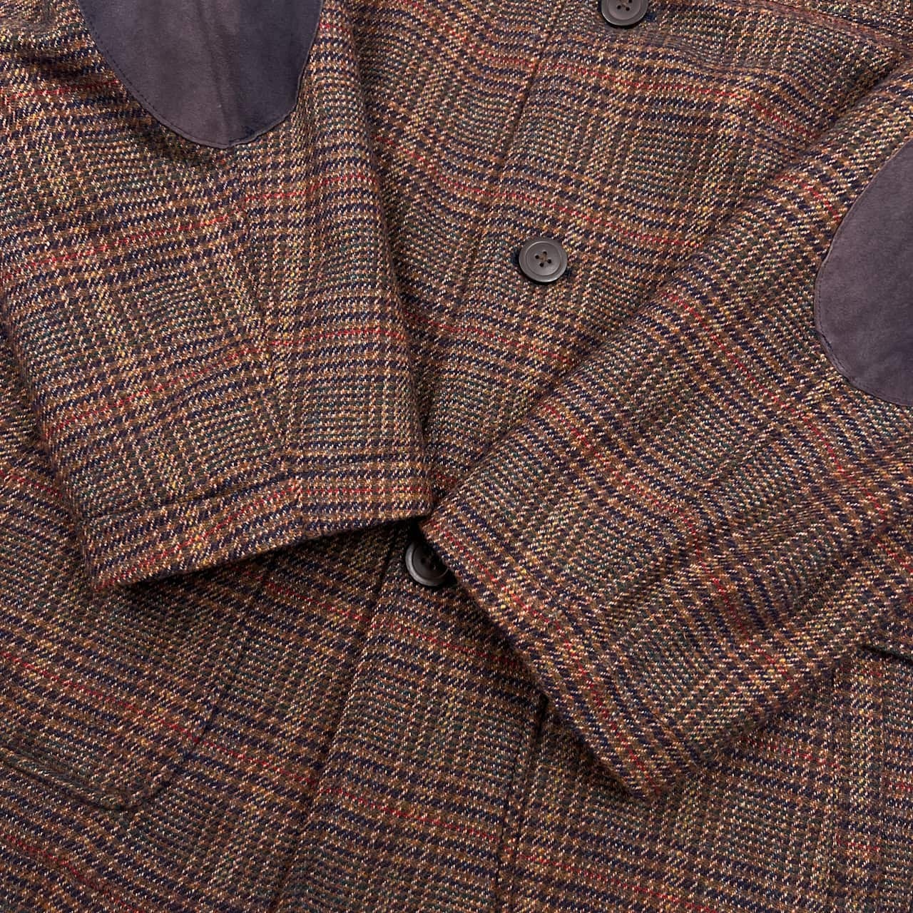 Karl Helmut カールヘルム 裏キルティング 中綿 エルボーパッチ チェック ステンカラー ジャケット /ブラウン系 メンズ 羊革