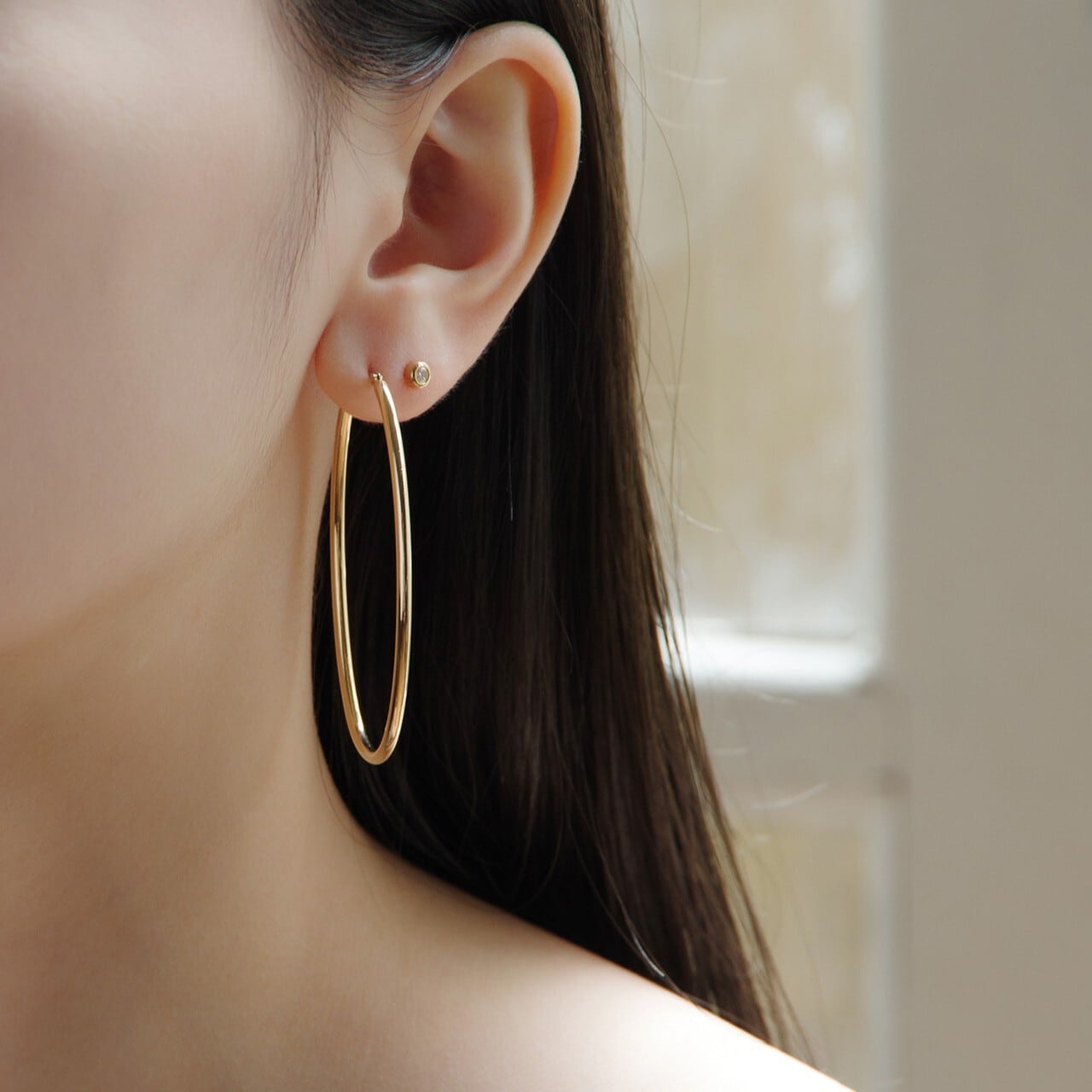 K18イエローゴールド オーバルフープピアス【MKY0079P1】 | MONICE/モニス