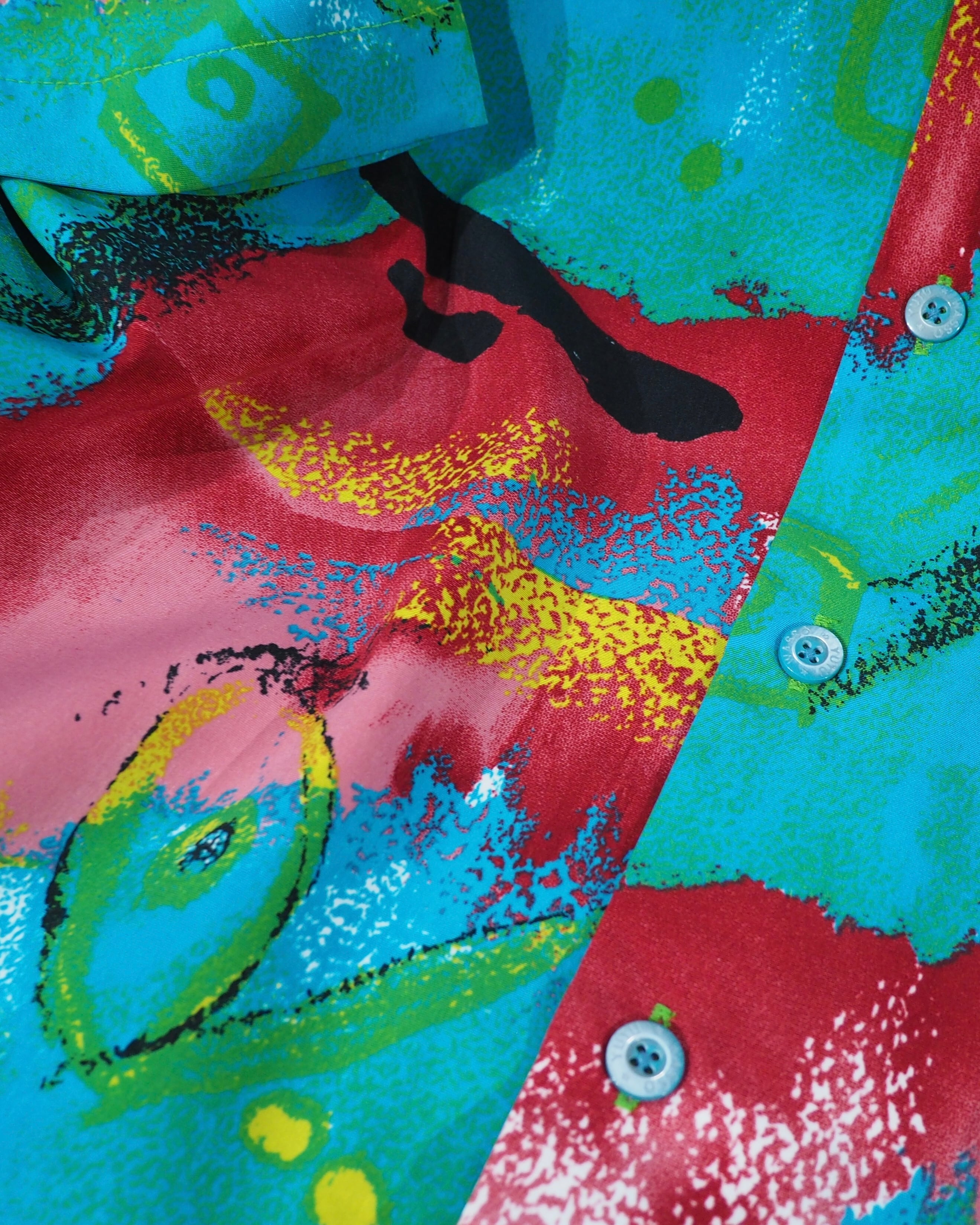 1990s ” 混沌 ” Beautiful Chaos painting Art vintage Over silhouette SS shirt