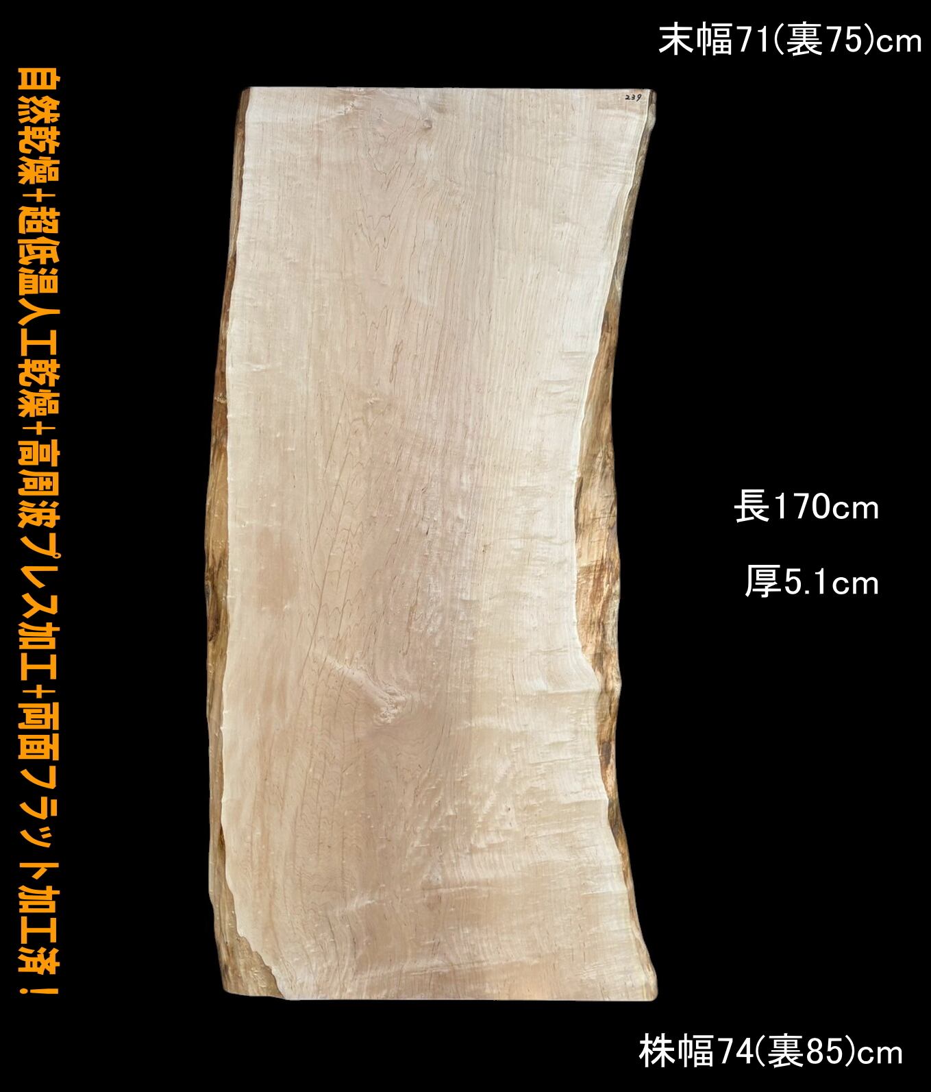 楓 G239 一枚板 乾燥材 カウンター テーブル DIY 耳付 天板 座卓