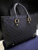美品16万◆GUCCI グッチ GG柄 A4対応 スタッズデザイン キャンバスxレザー トート バッグ 黒◆ スタッズが主張するスタイリッシュなモデル