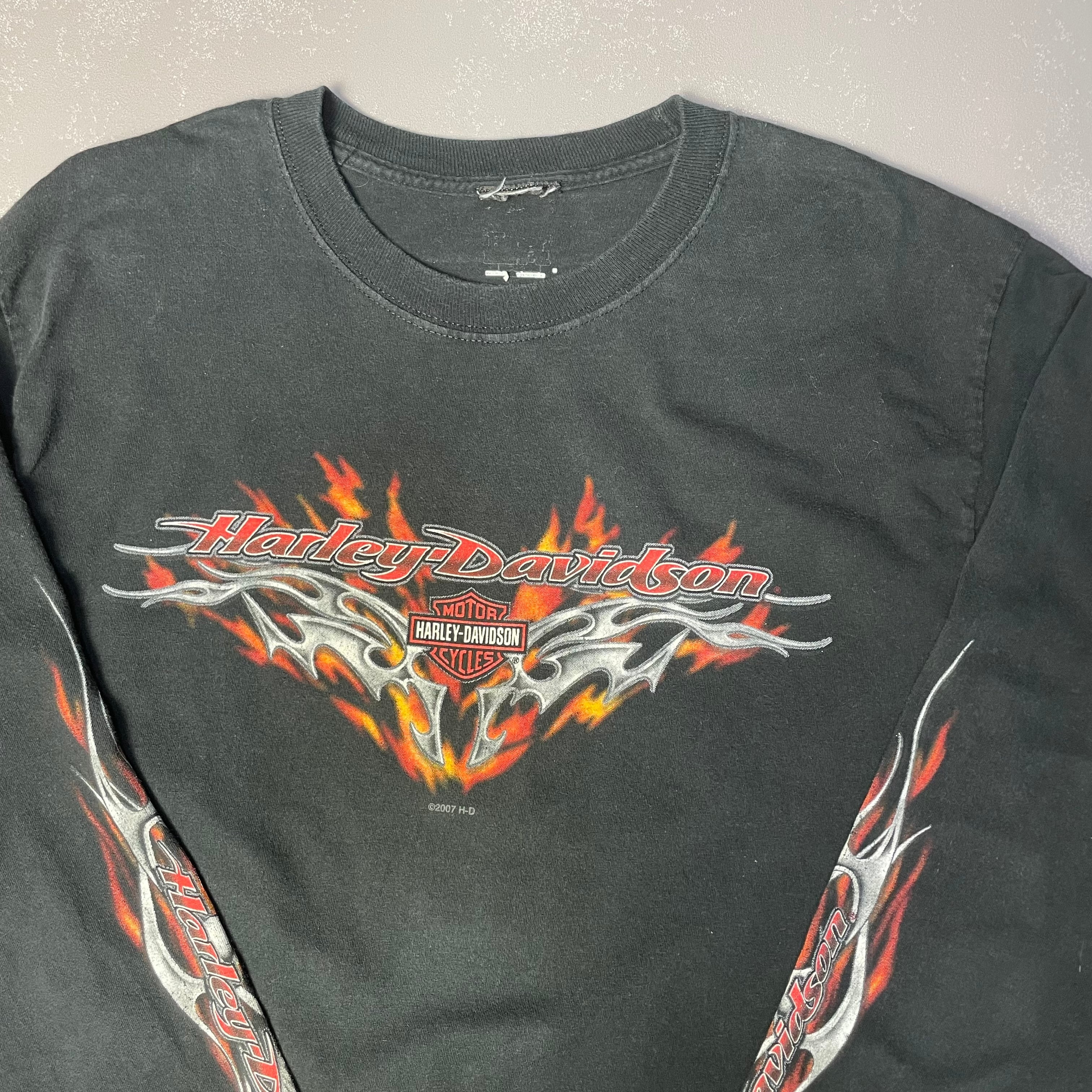 ハーレーダビッドソン バックプリント ロゴ 長袖 Tシャツ ロンティ USA 