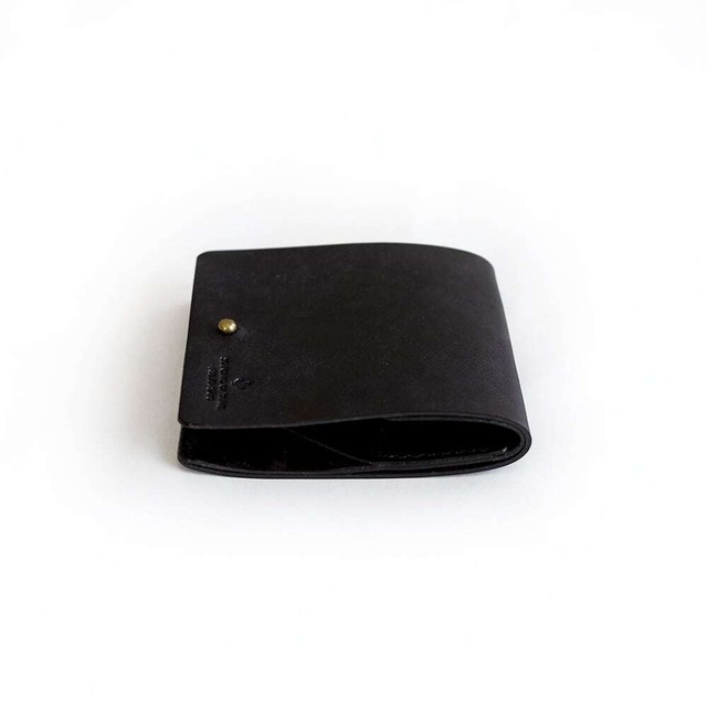 薄い 二つ折り財布 【 ブラック 】 コンパクト ブランド メンズ レディース 鍵 レザー 革 ハンドメイド 手縫い
