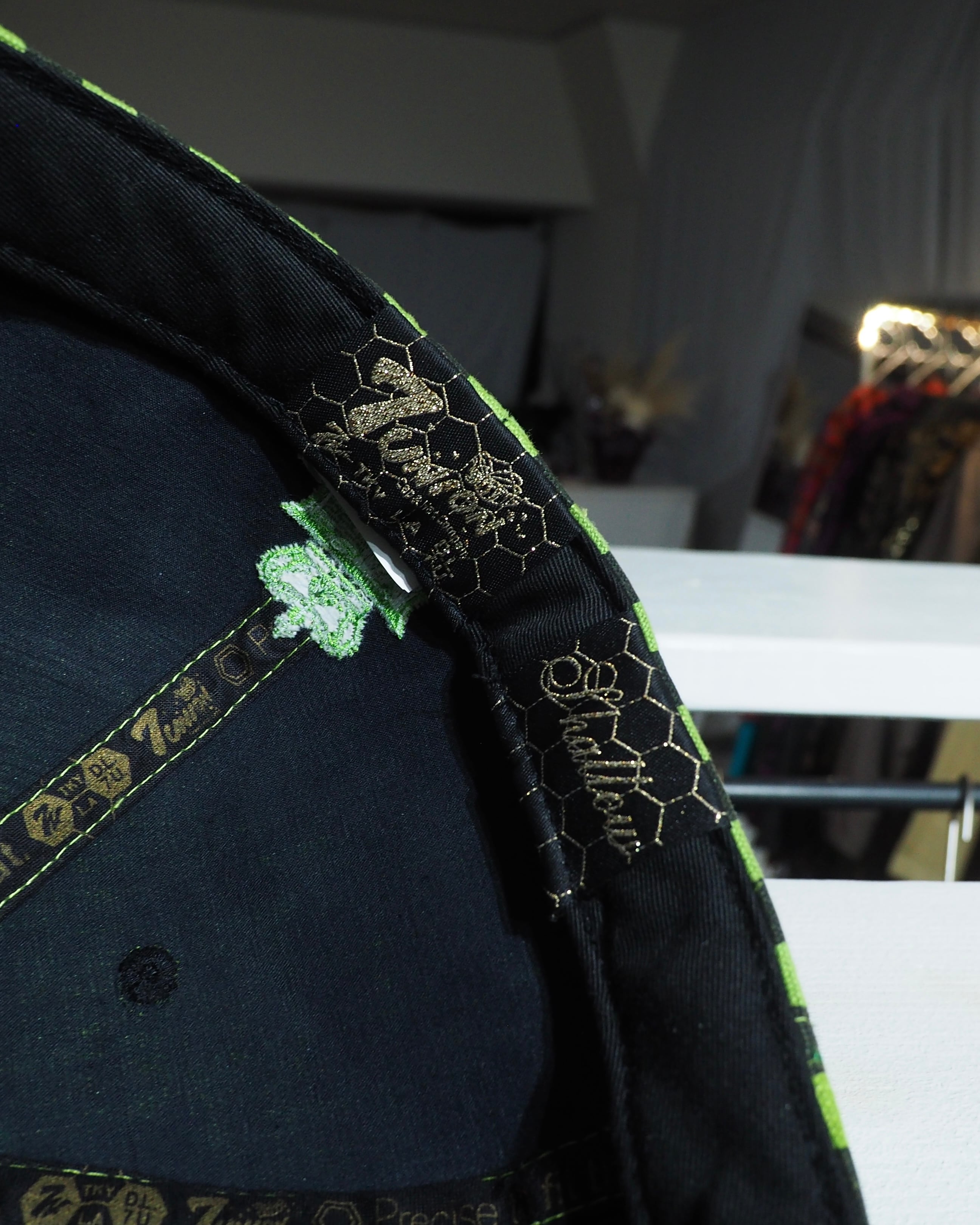 Vivid Light Green Checker board pattern Design Cap