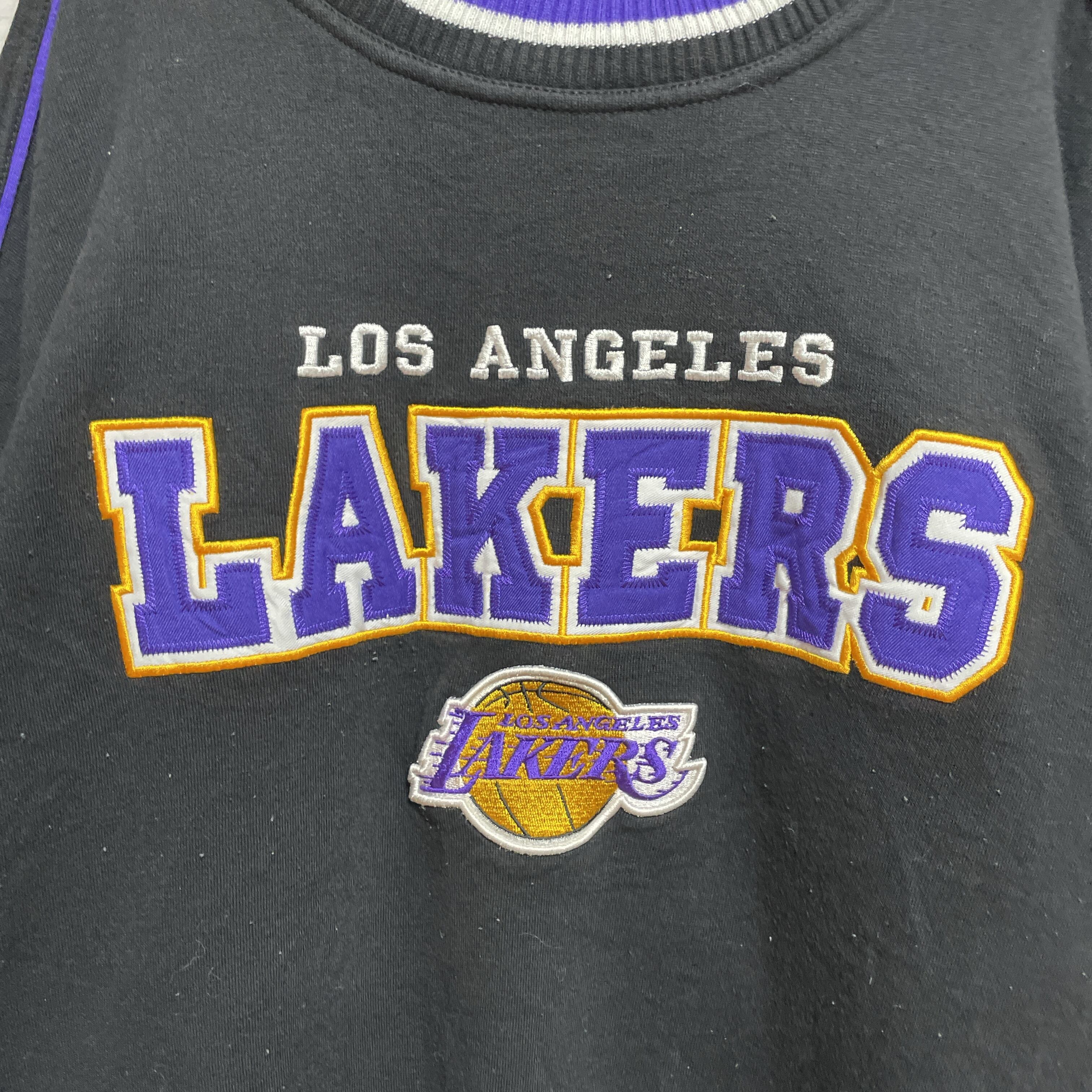 ヴィンテージNBA LAKERSロサンゼルスレイカーズ刺繍ロゴスエット　黒