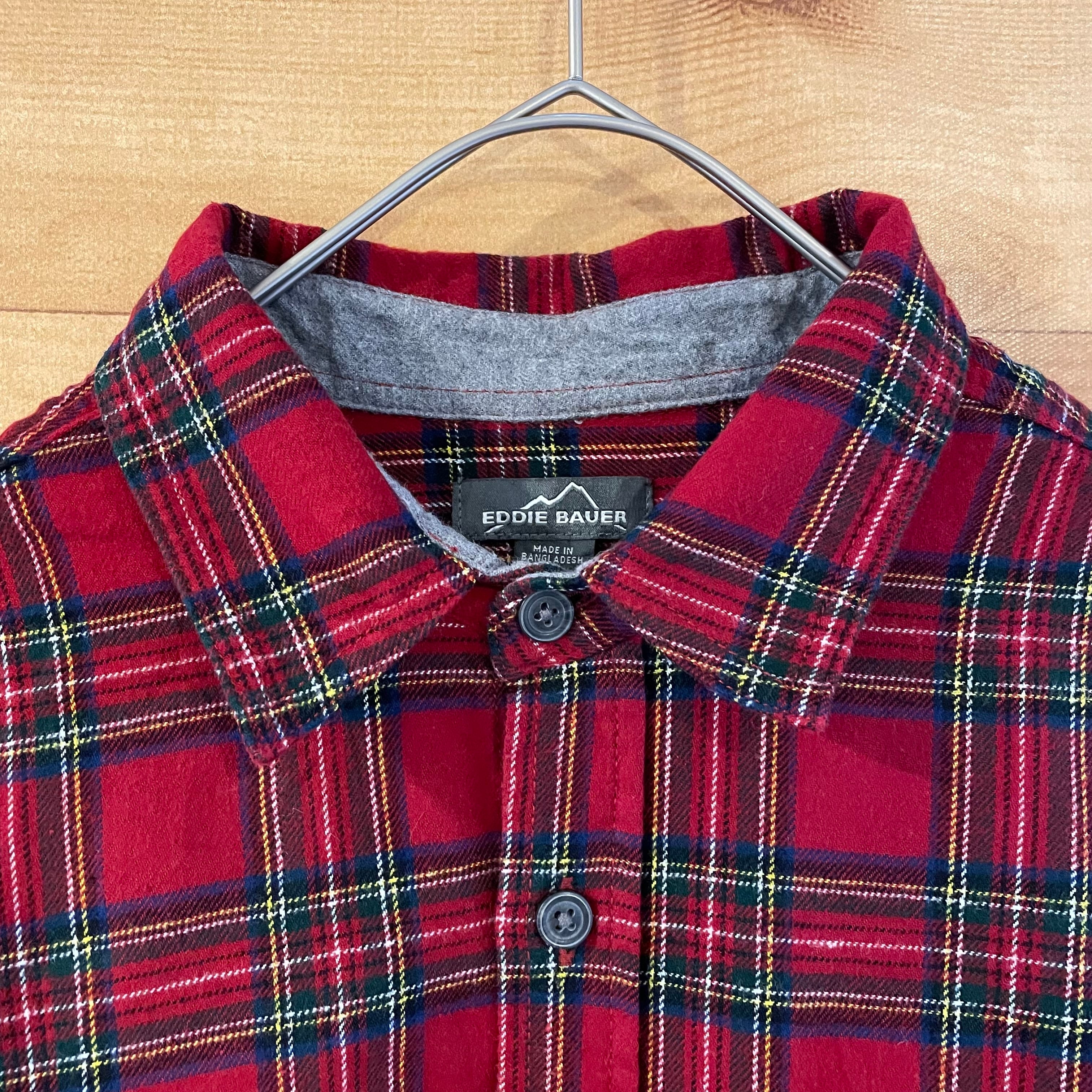 Eddie Bauer レッドチェック長袖シャツ L メンズ（Eddie Bauer 