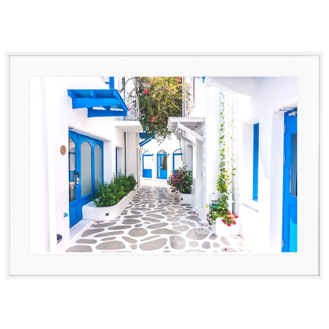 ギリシャ 風景写真 サントリーニ島イアC インテリアアートポスター額装 AS0220
