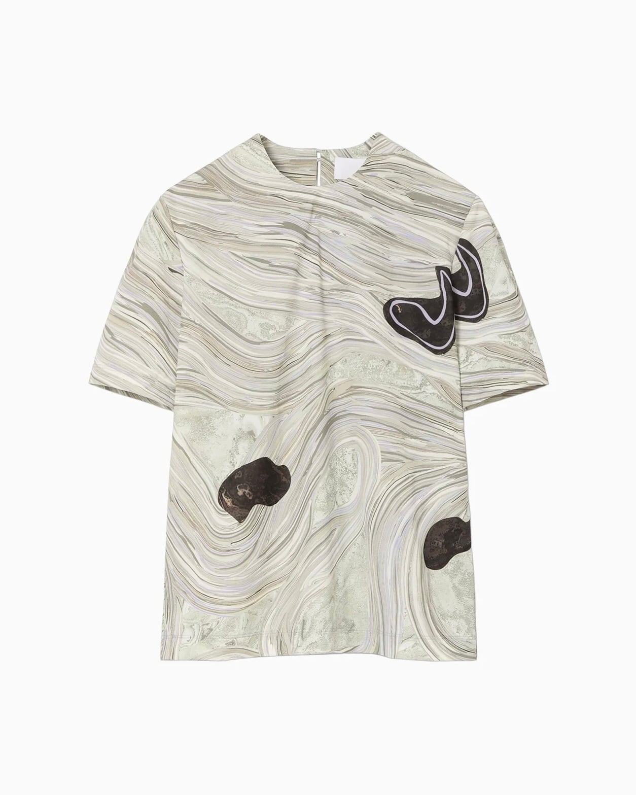 Mame Kurogouchi】Marble Print Jersey Short Sleeve Top/grey | TOLMA.