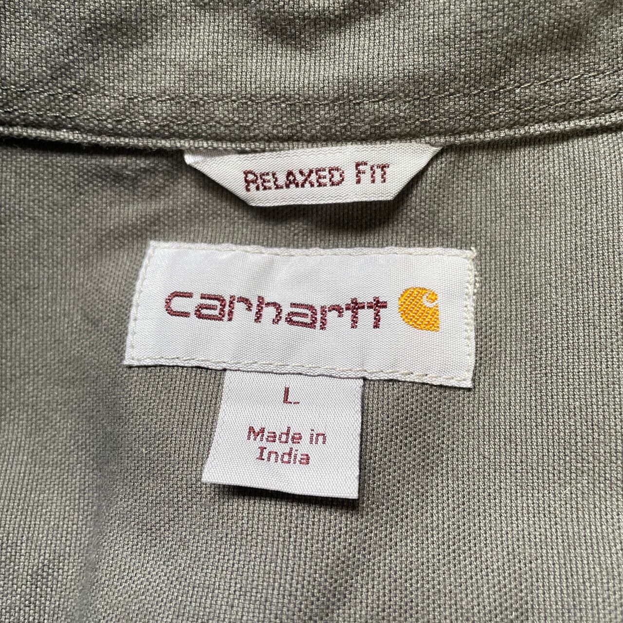 Carhartt カーハート ボタンダウン 企業ロゴ刺繍 半袖ワークシャツ メンズL 古着 RELAXED FIT グレー 灰色【半袖シャツ】【PS0707】【FSS2308-50a】【CS2312-AL2】  | cave 古着屋【公式】古着通販サイト