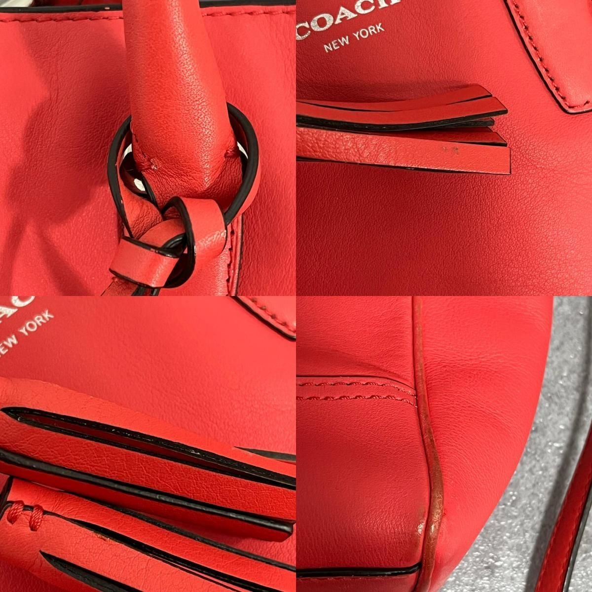 COACH】コーチ 無地ハンドバッグ レザー 2WAYショルダーバッグ レザー