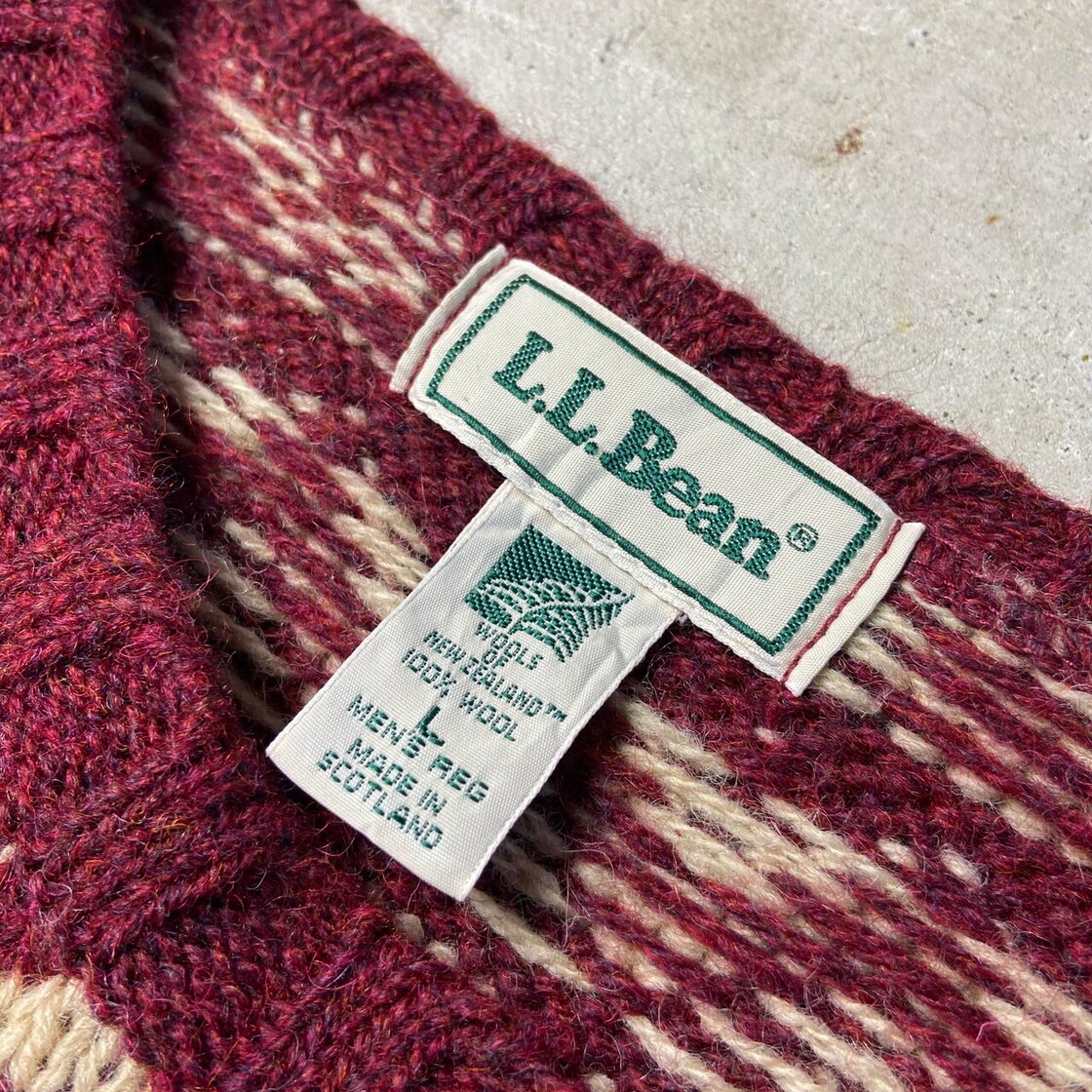80年代 スコットランド製 L.L.Bean ノルディック柄 フェアアイル 総柄 