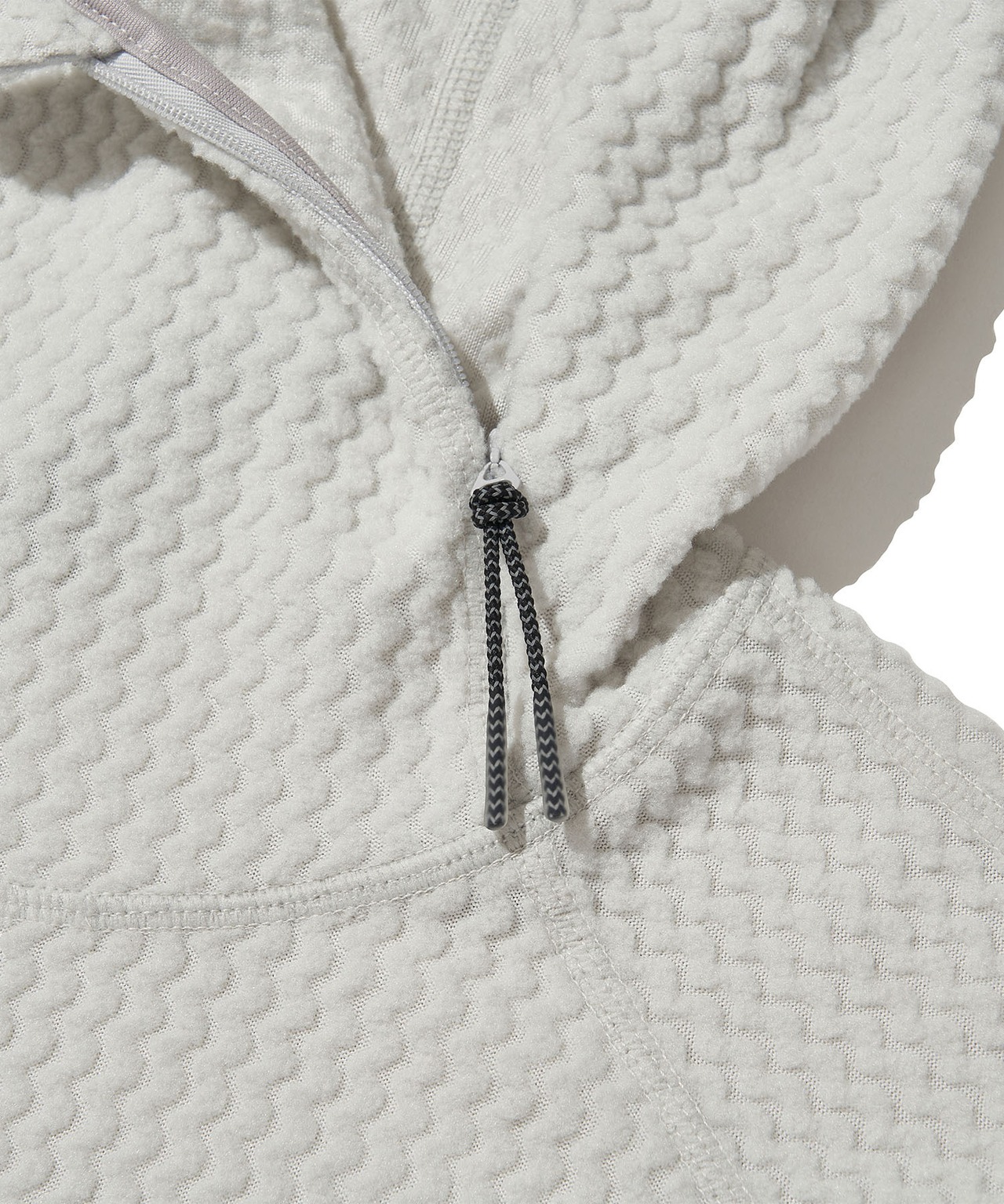 CALORA FLEECE HOODED PULLOVER_WHITE