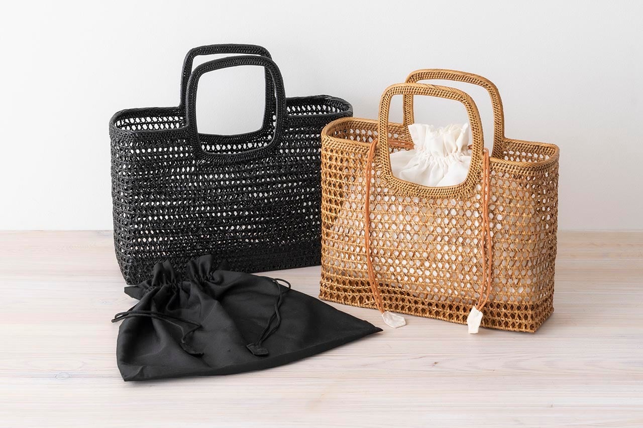 hint hint かごバッグ 中型 ベージュと黒 hint hint かごバッグ「BAG11」大（2色） | 中村江里子セレクション