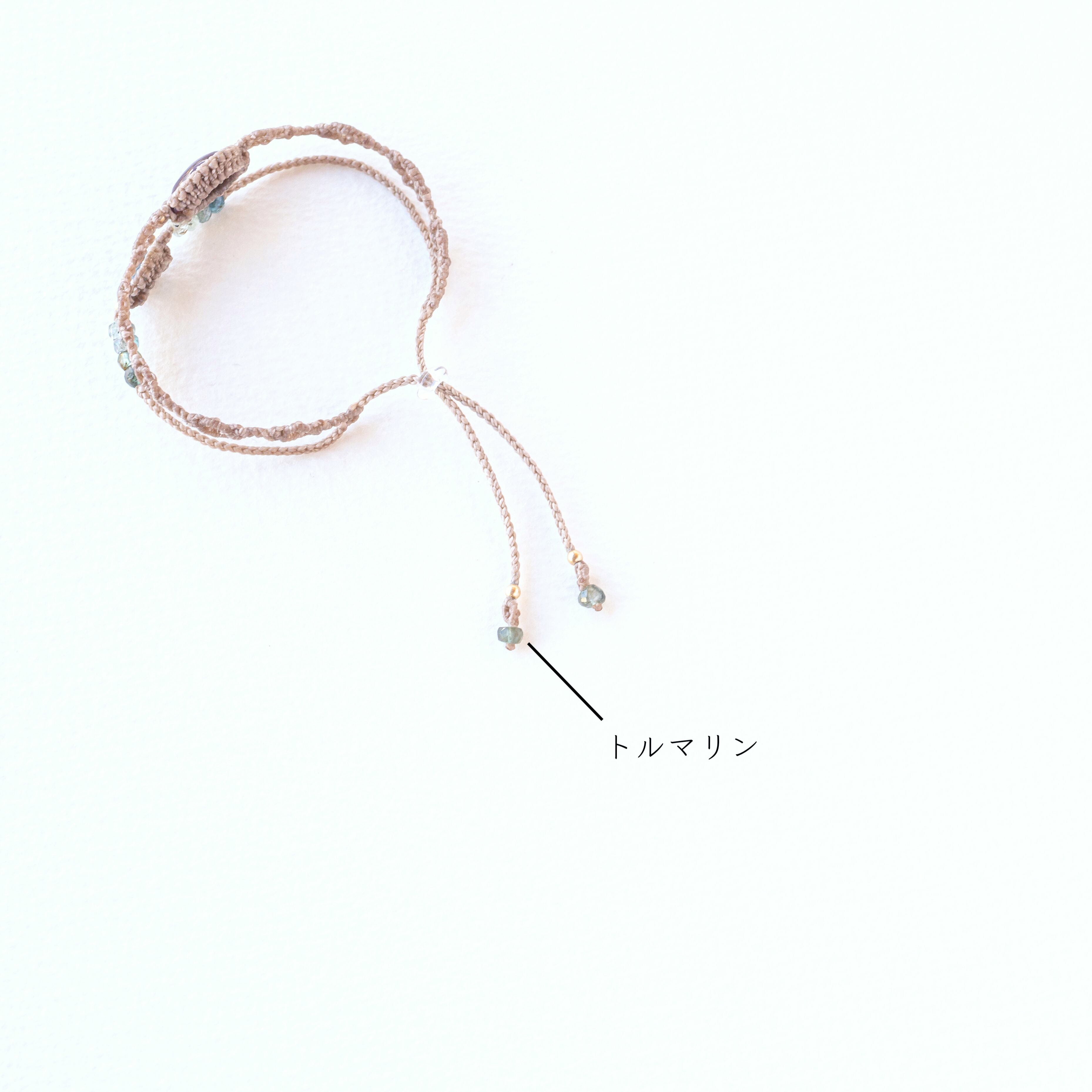 レア ハート型「カラーチェンジ アンデシン」のマクラメ編み ブレスレット 