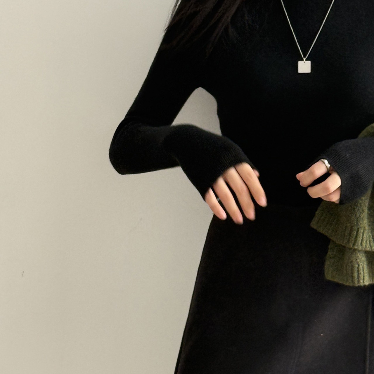 High-neck Ribbed Knit 【7color】 T4016