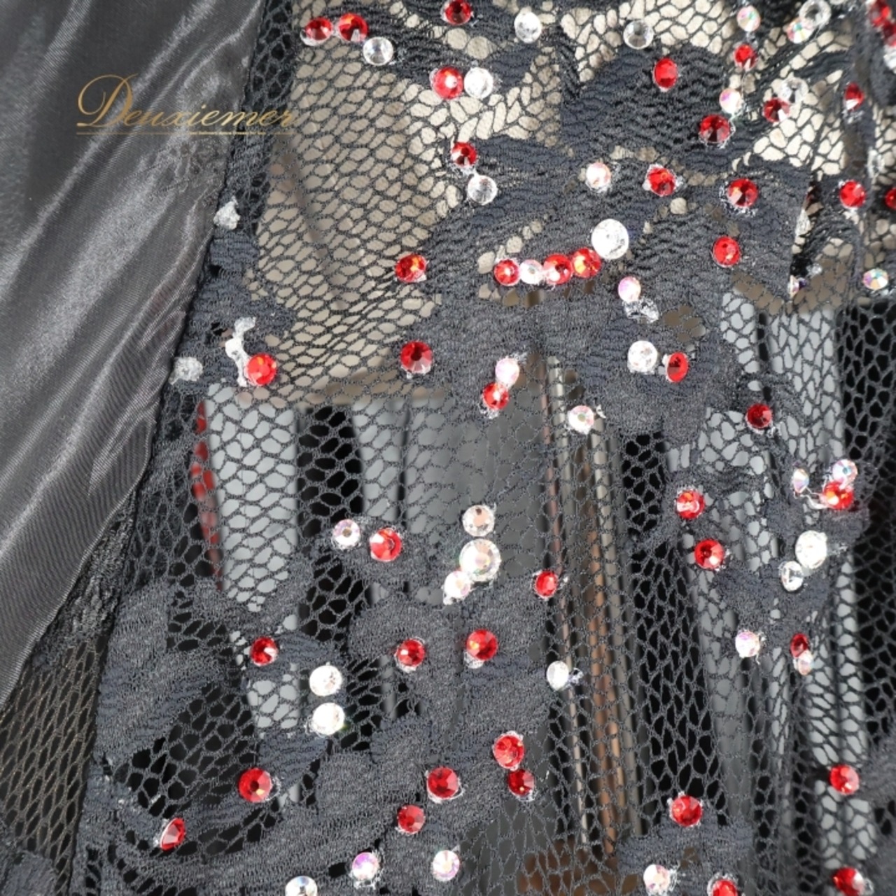 社交ダンス 衣装 ドレス ワンピース レース 黒 赤 レッド ブラック デモ 競技 ダンス パーティ 発表会 上品 ブラック系 レッド系 フォーマル ドレッシー スリット 胸パッド 透け感 エレガント 大人 パーティー用 おしゃれ 黒ドレス 赤ドレス 競技用ダンス