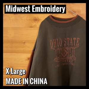 【MidwestEmbroidery】カレッジ オハイオ大学 刺繍 スウェット トレーナー オーバーサイズ ゆるだぼ XL アメリカ古着