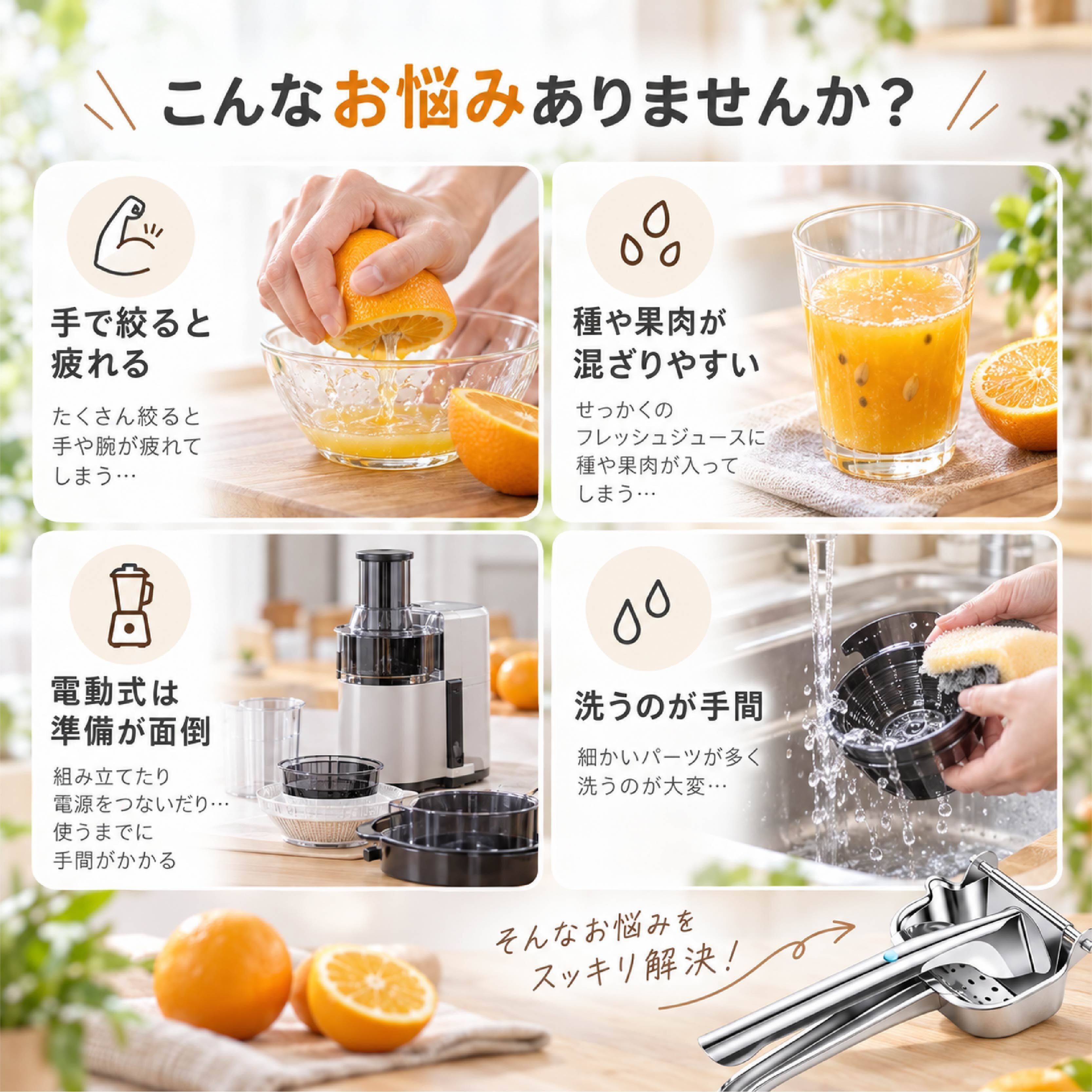 SQ 1011 . 手動ジューサー フルーツ絞り器 レモン絞り器 オレンジ絞り