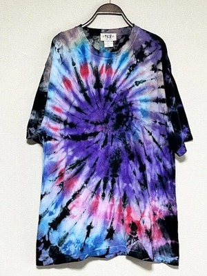 タイダイ染め Tie-dye Ｔシャツ  メンズ  XXL ブラック×カラフル　スパイラル　 Hippies Dye HD21-51