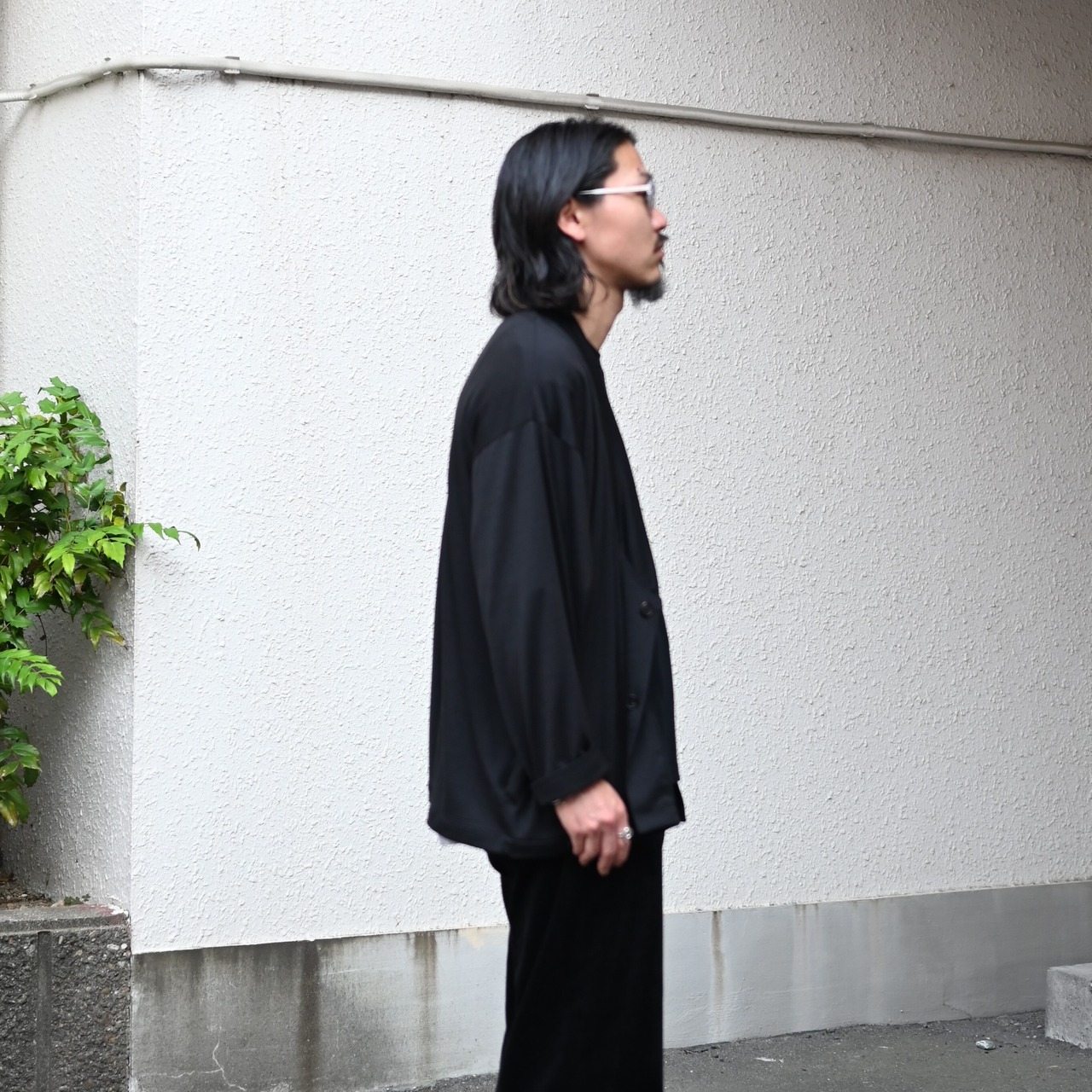 Nonnotte(ノノット) Minimum Smoking Jacket、kuon(クオン)GANKO別注Sashiko Docking Teeコーディネート