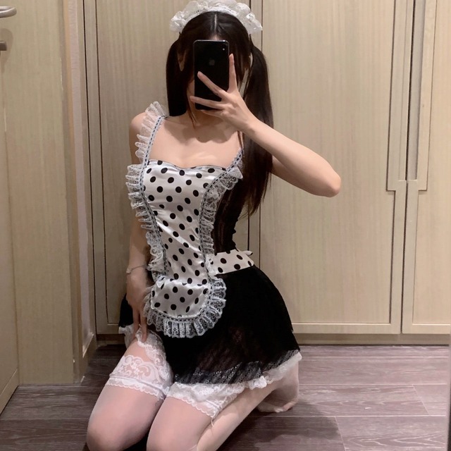 ドットレースメイドコスプレ【No.1528】/かわいいレディースコスプレ衣装